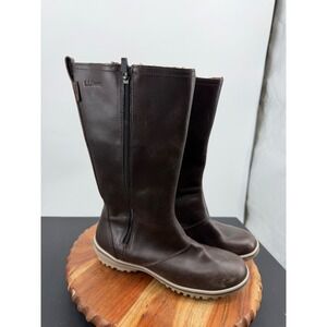 L.L.Bean Carrabassett Tall Winter Boots sz 7.5 Brown Leather Primaloft Insulated